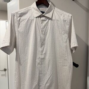 Bugatchi White and Black Patterned Short Sleeve Shirt